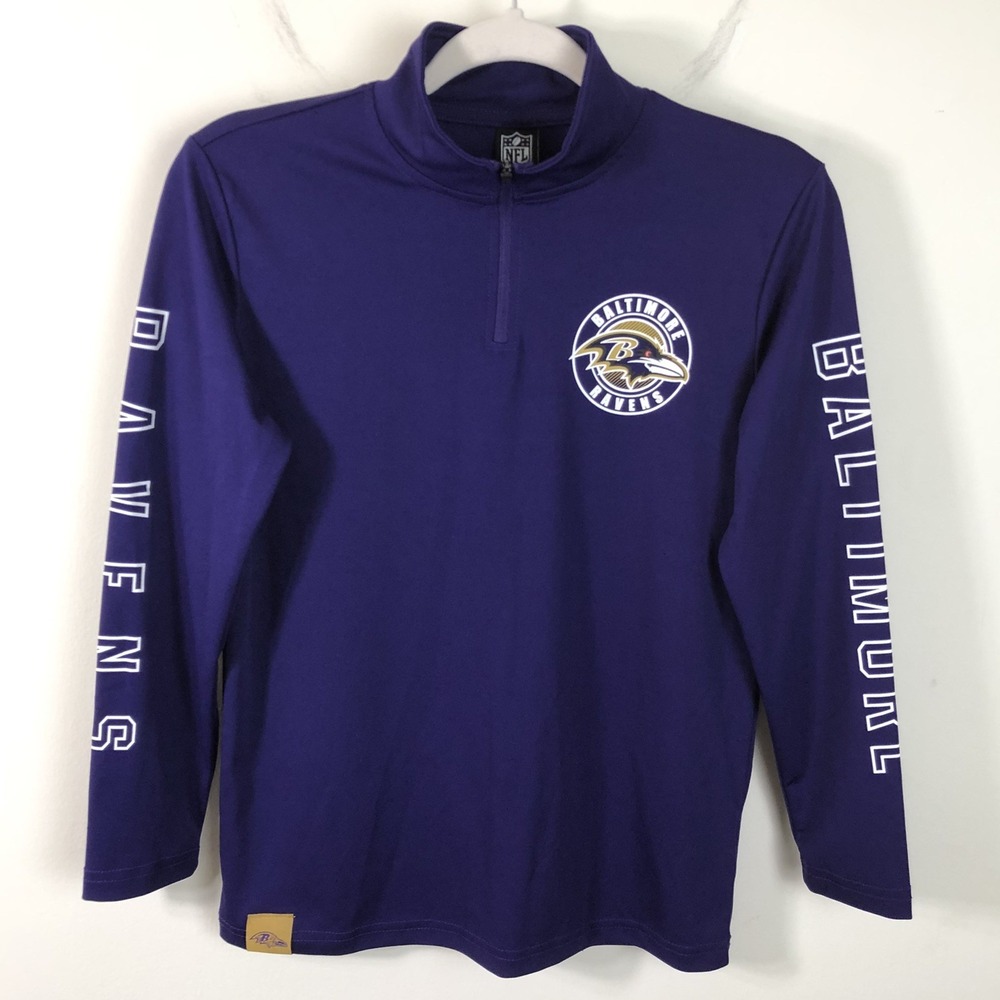 Baltimore Ravens NFL Team Apparel 1/4 Zip Sweatshirt Size Youth 14-16 Purple